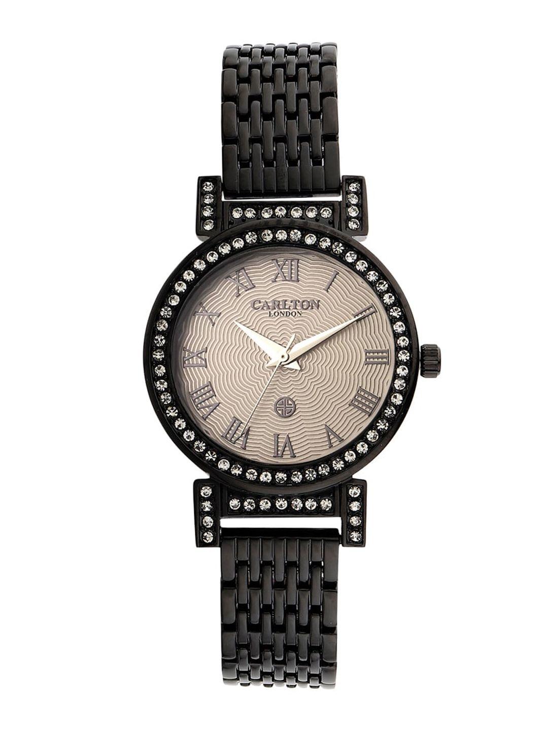 carlton london women cream-coloured analogue watch cl038blslbl