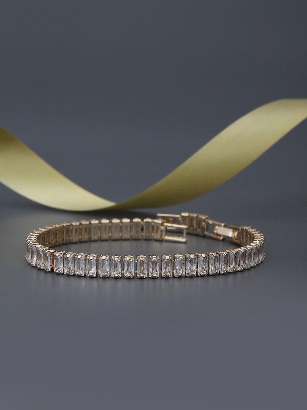 carlton london women cubic zirconia gold-plated link bracelet