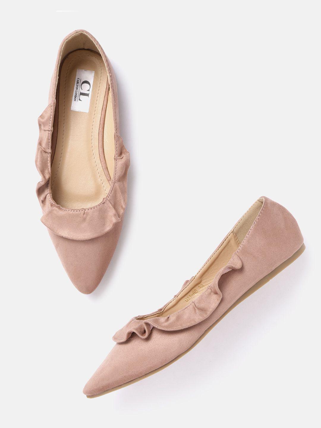 carlton london women dusty pink solid ballerinas