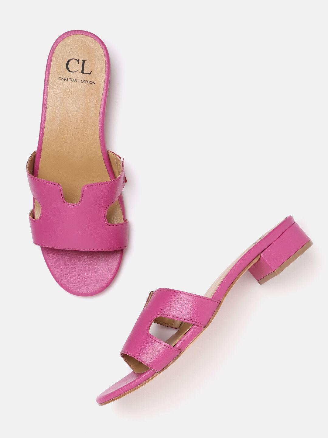 carlton london women fuchsia pink solid open toe flats