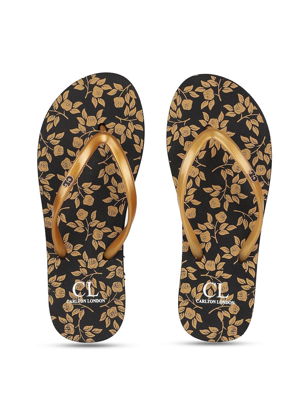 carlton london women gold & black thong flip-flops