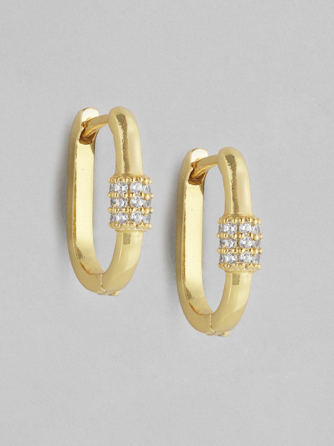 carlton london women gold-plated cz-studded contemporary hoop earrings