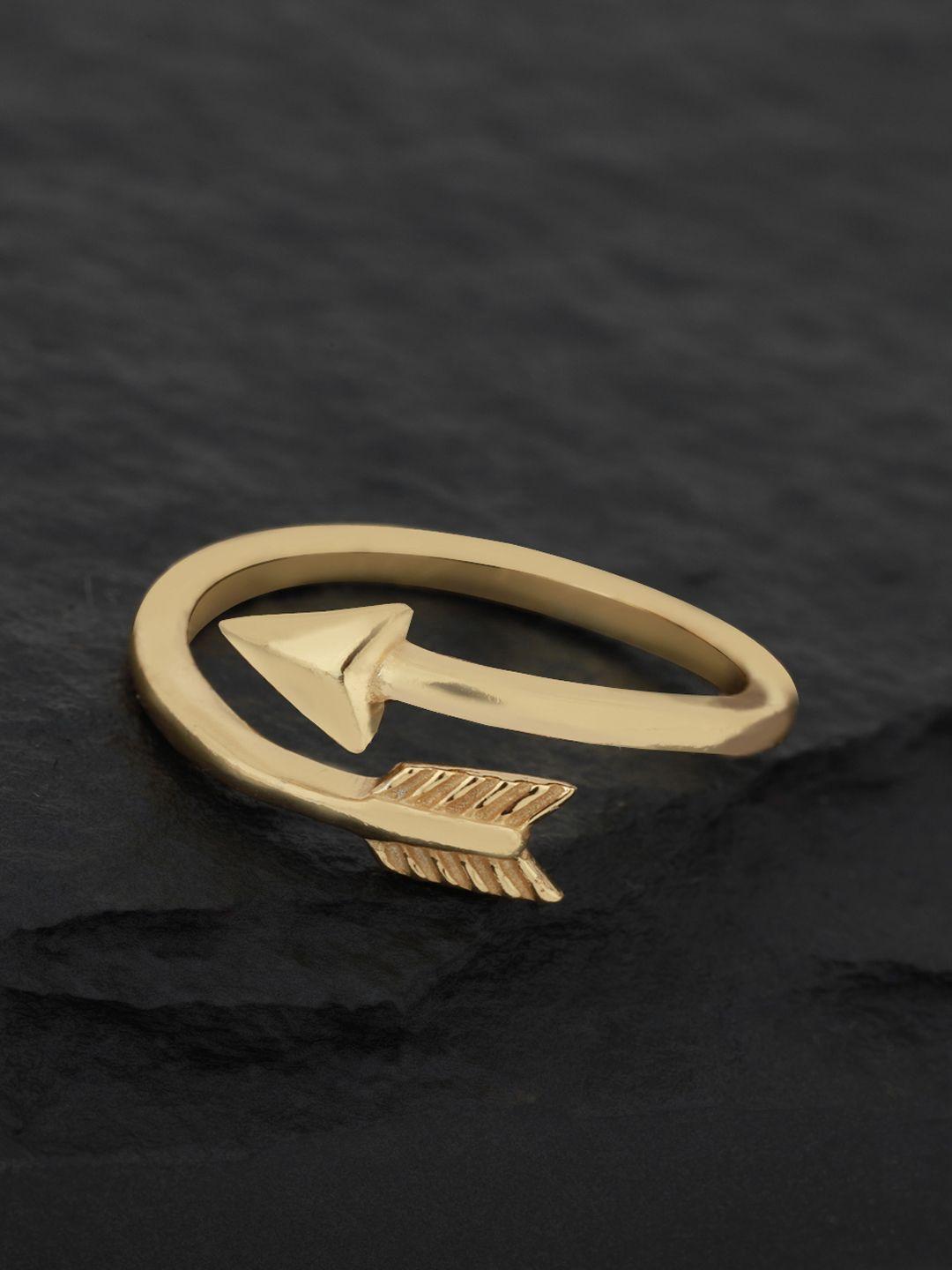 carlton london women gold-plated textured adjustable finger ring