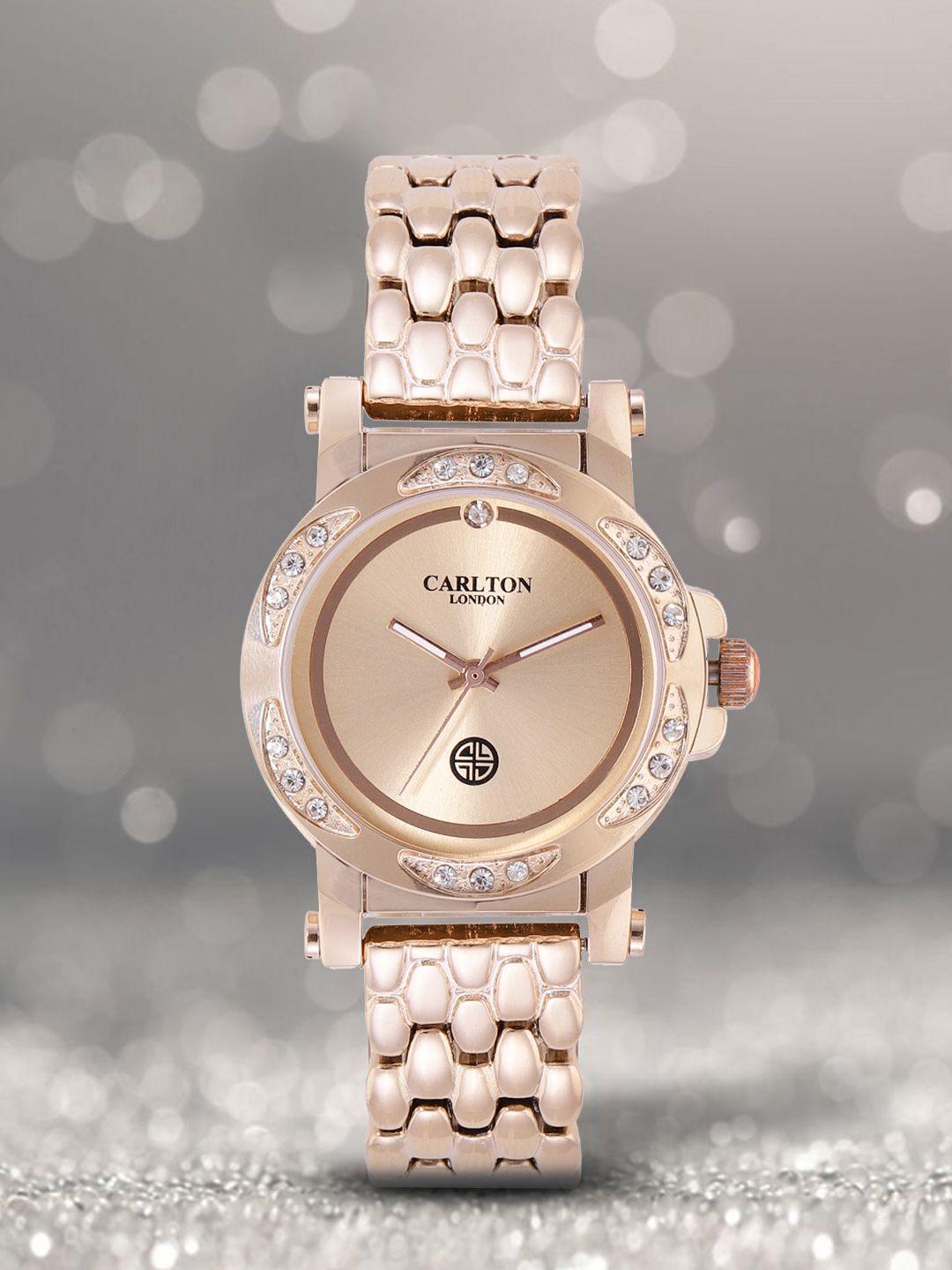 carlton london women gold-toned analogue watch cl009rror