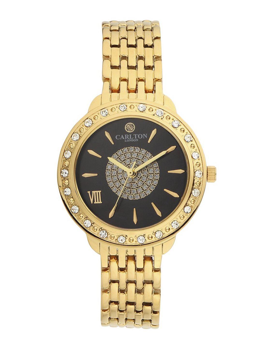 carlton london women gold-toned analogue watch cl046gbkg