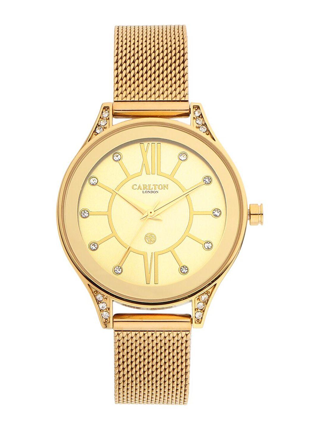 carlton london women gold-toned analogue watch cl047go3