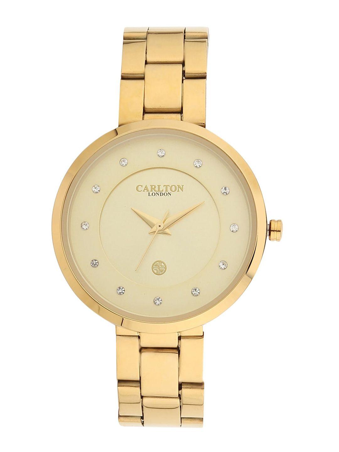 carlton london women gold-toned analogue watch