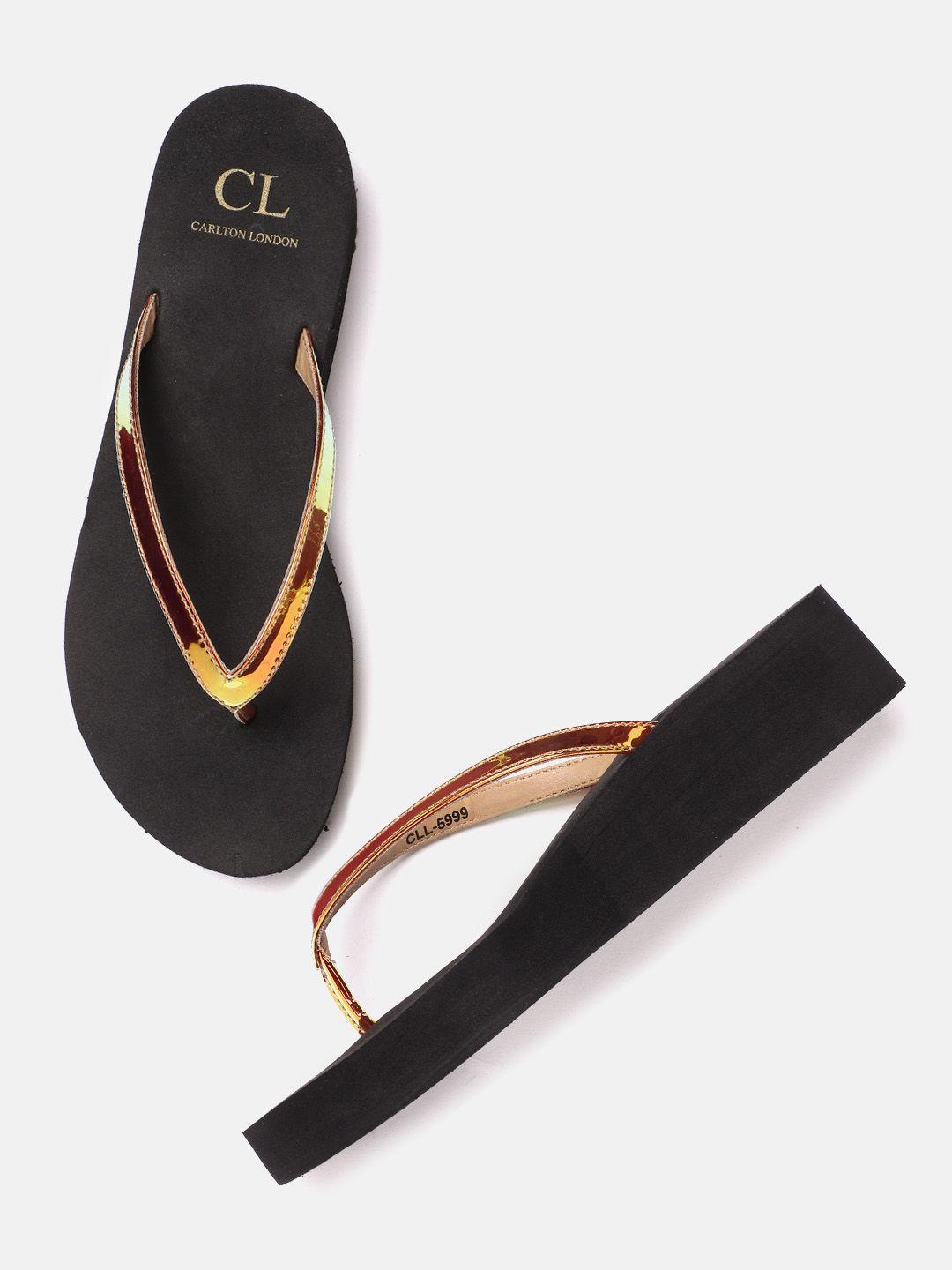 carlton london women gold-toned iridescent effect solid flatforms