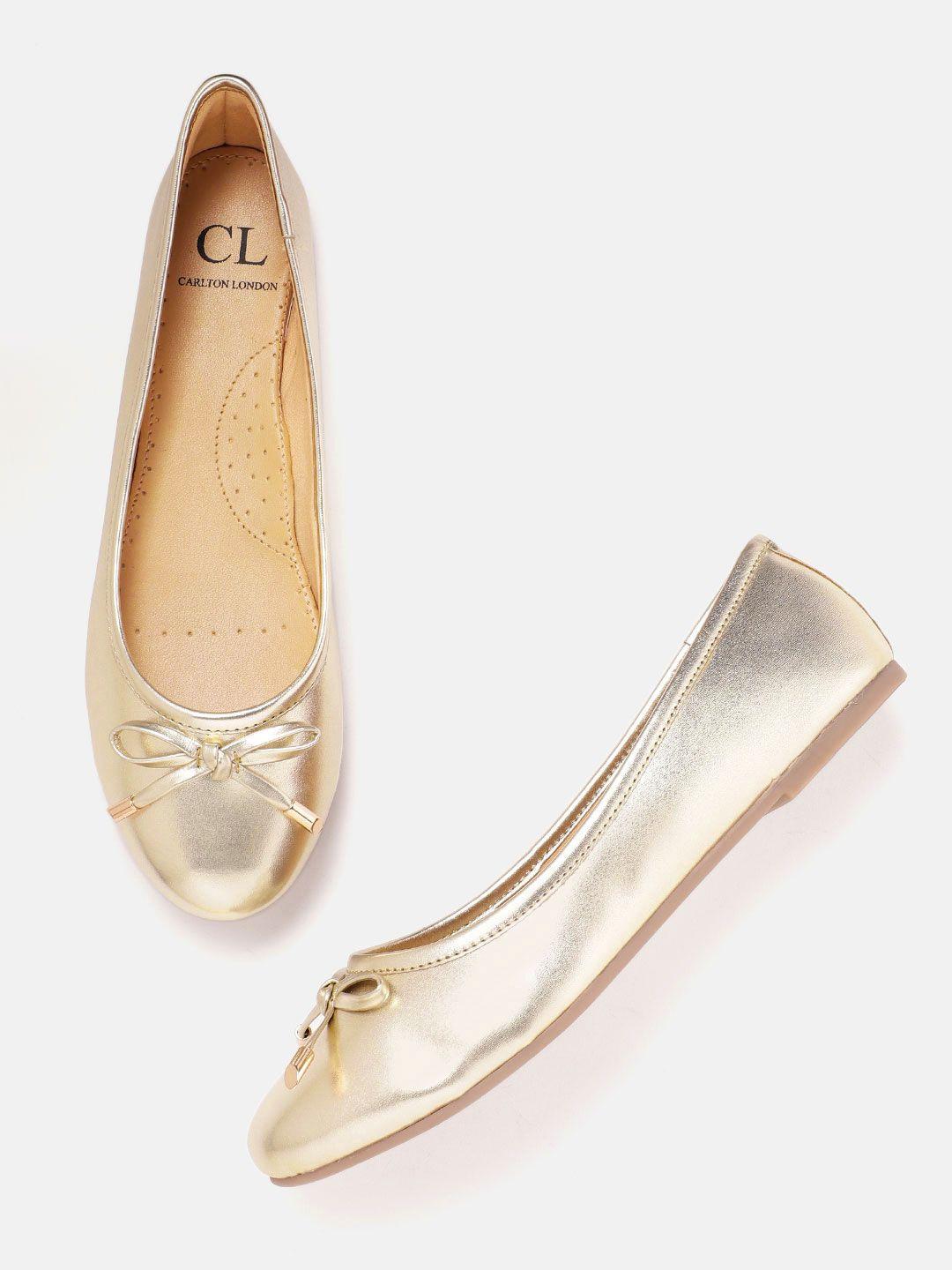 carlton london women gold-toned solid ballerinas