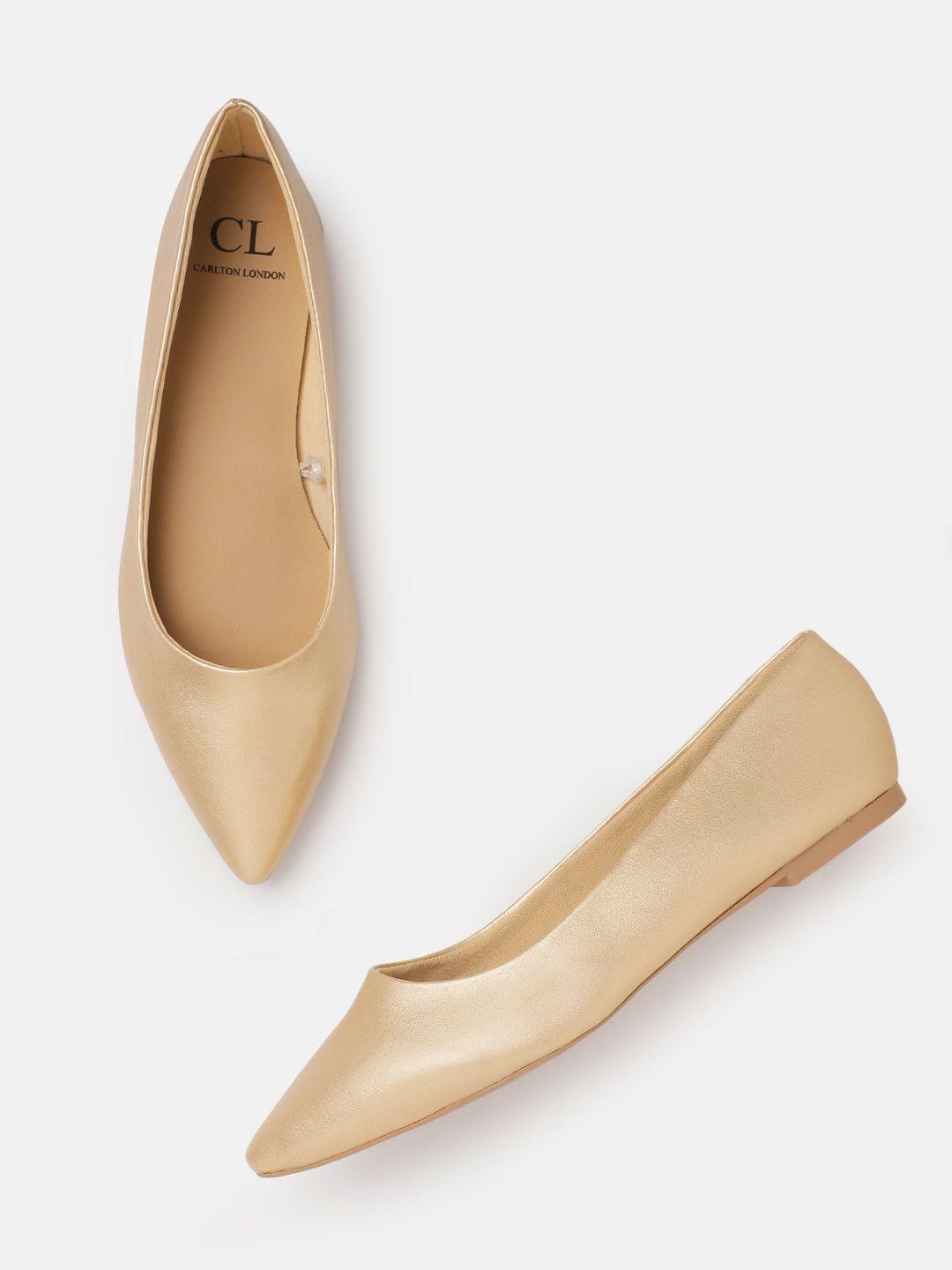 carlton london women gold-toned solid ballerinas