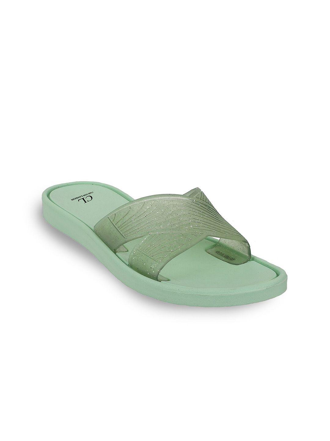 carlton london women green rubber sliders