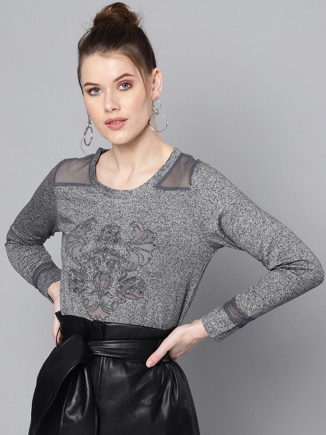 carlton london women grey self design sweatshirt