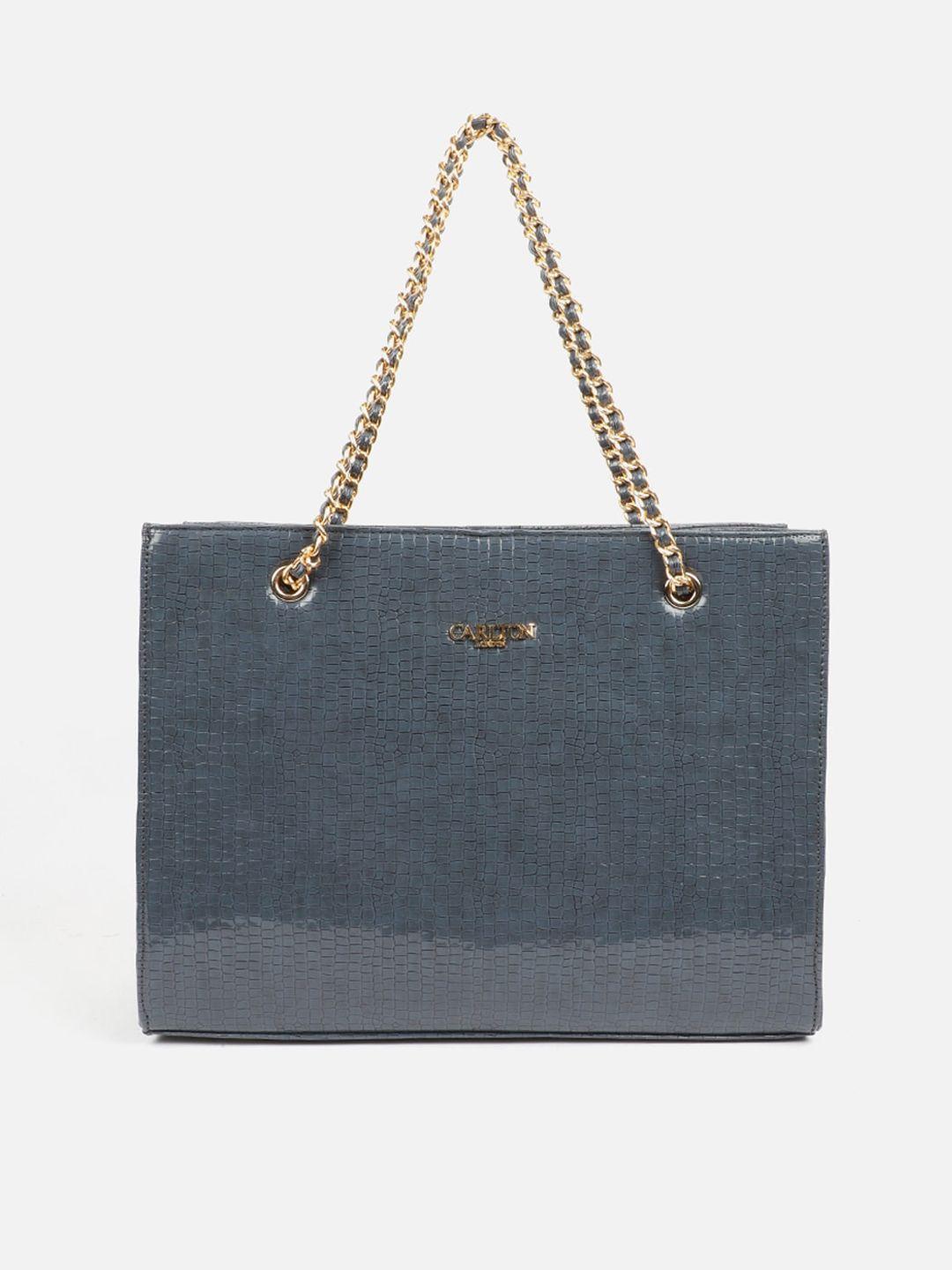 carlton london women grey textured synthetic handheld bag