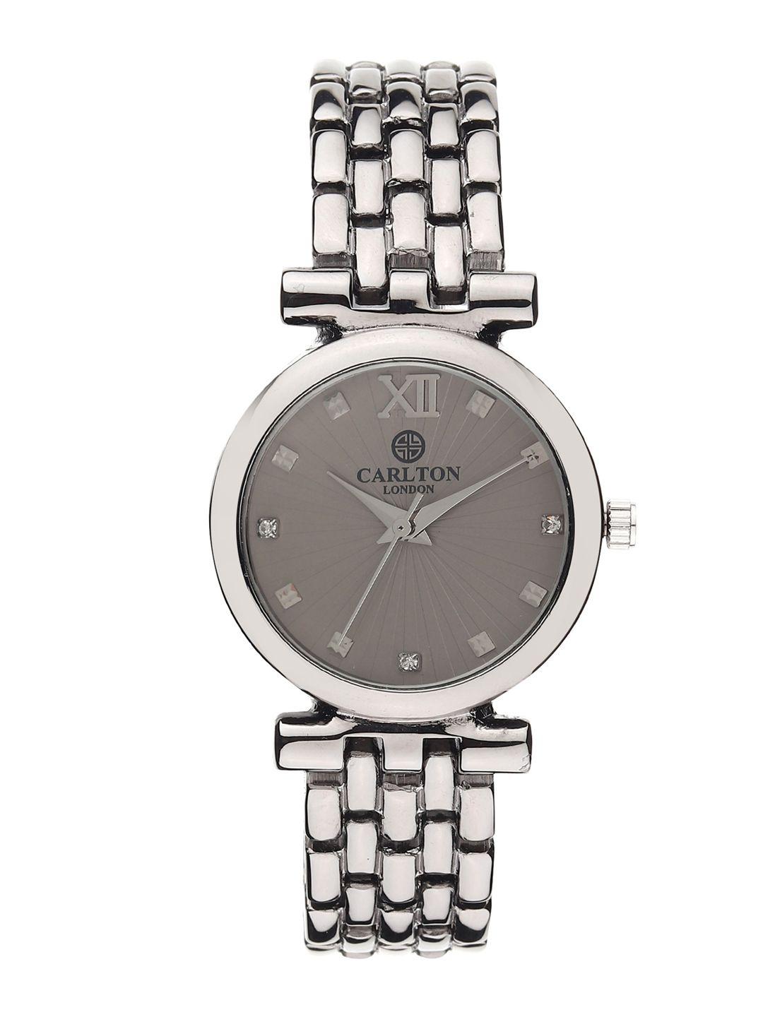 carlton london women gunmetal & silver analogue watch cl006glgg
