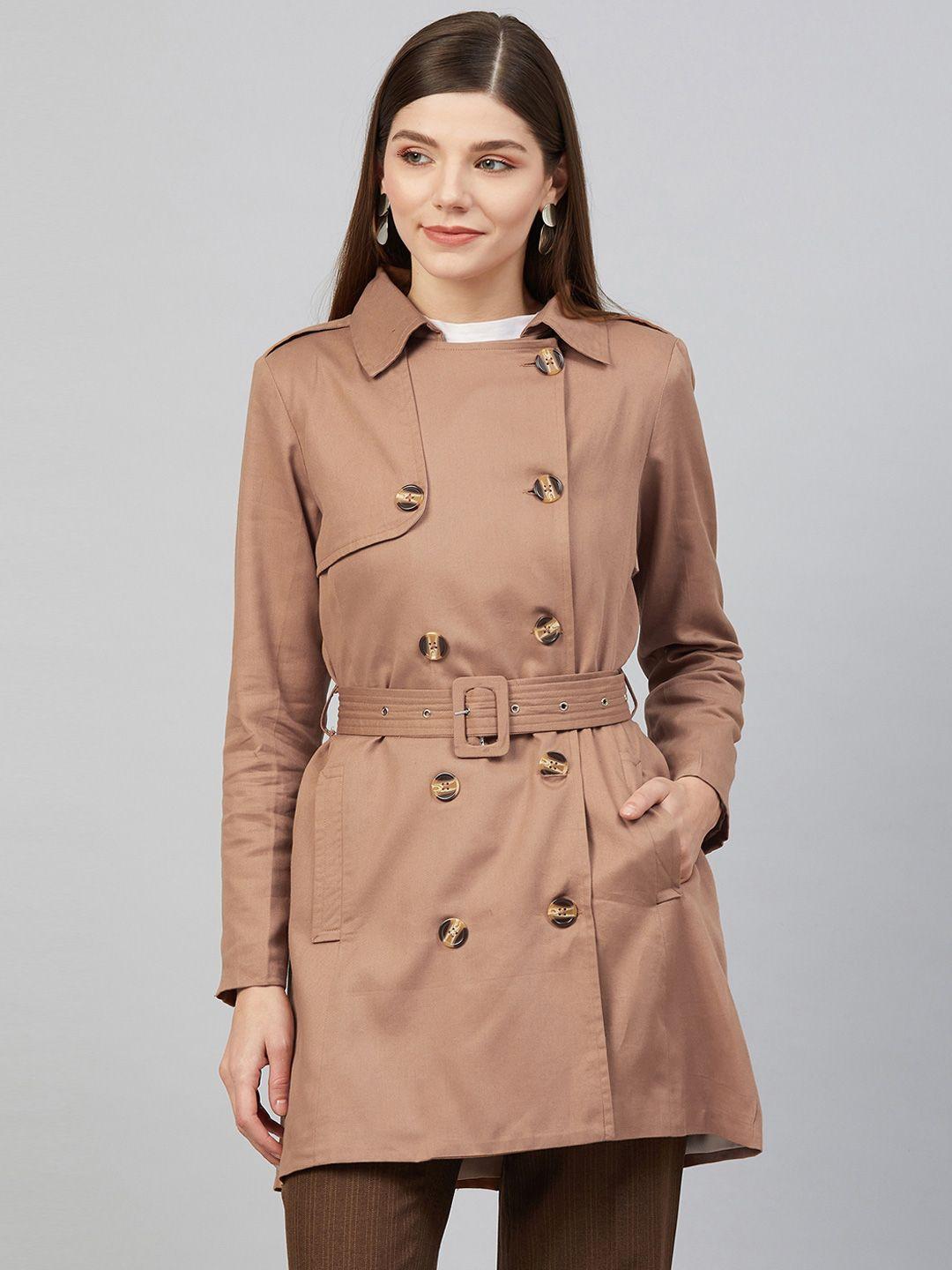 carlton london women khaki solid trench coat
