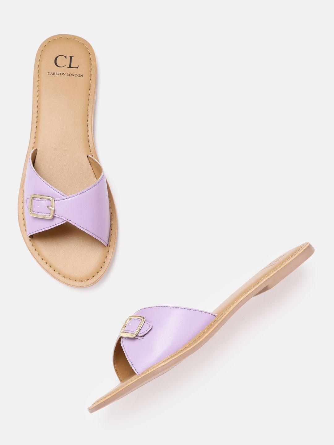 carlton london women lavender open toe flats with buckle detail