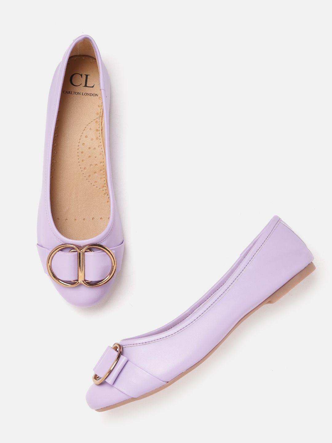 carlton london women lavender solid ballerinas with buckles