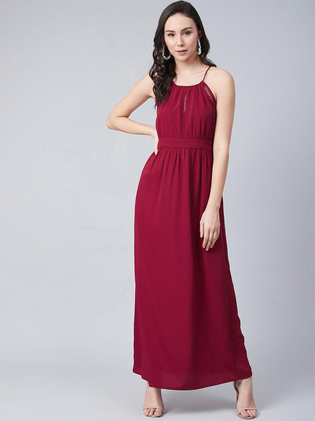 carlton london women maroon solid maxi dress