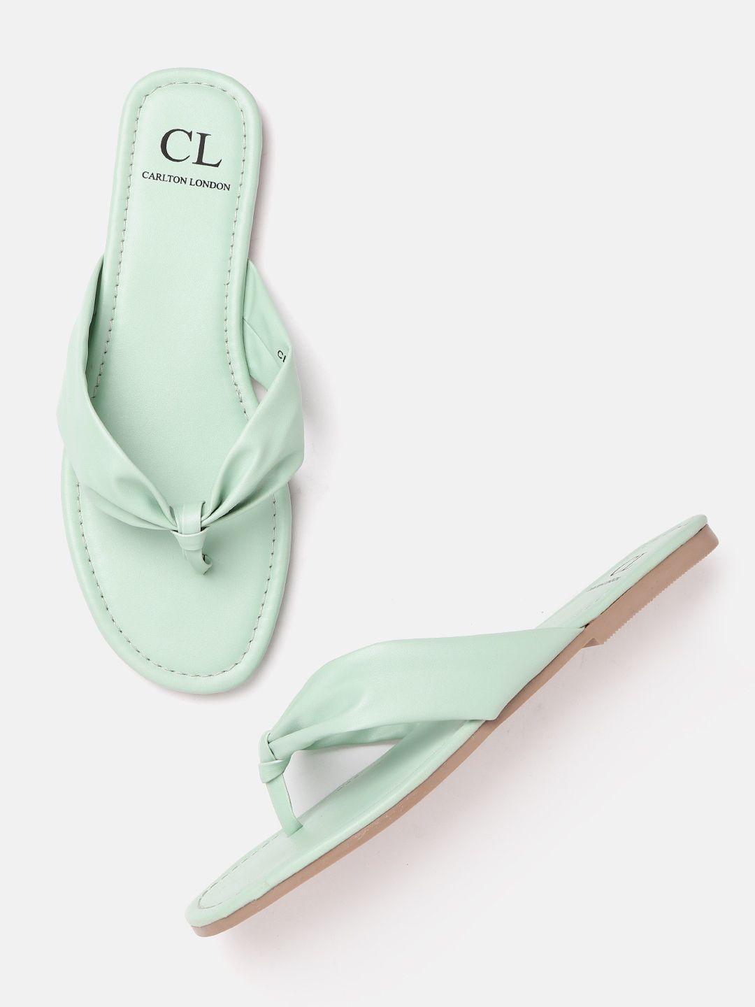 carlton london women mint green solid open toe flats
