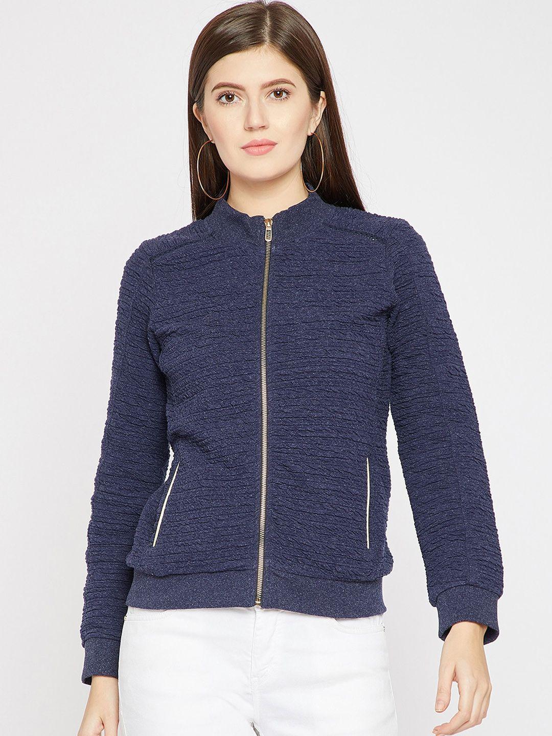 carlton london women navy blue solid sweatshirt