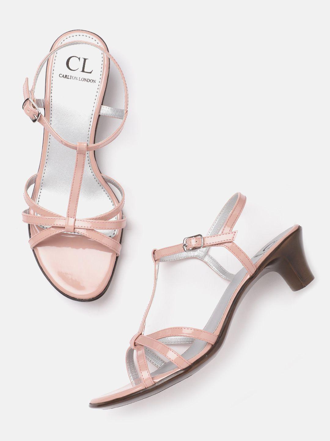carlton london women peach-coloured solid heels