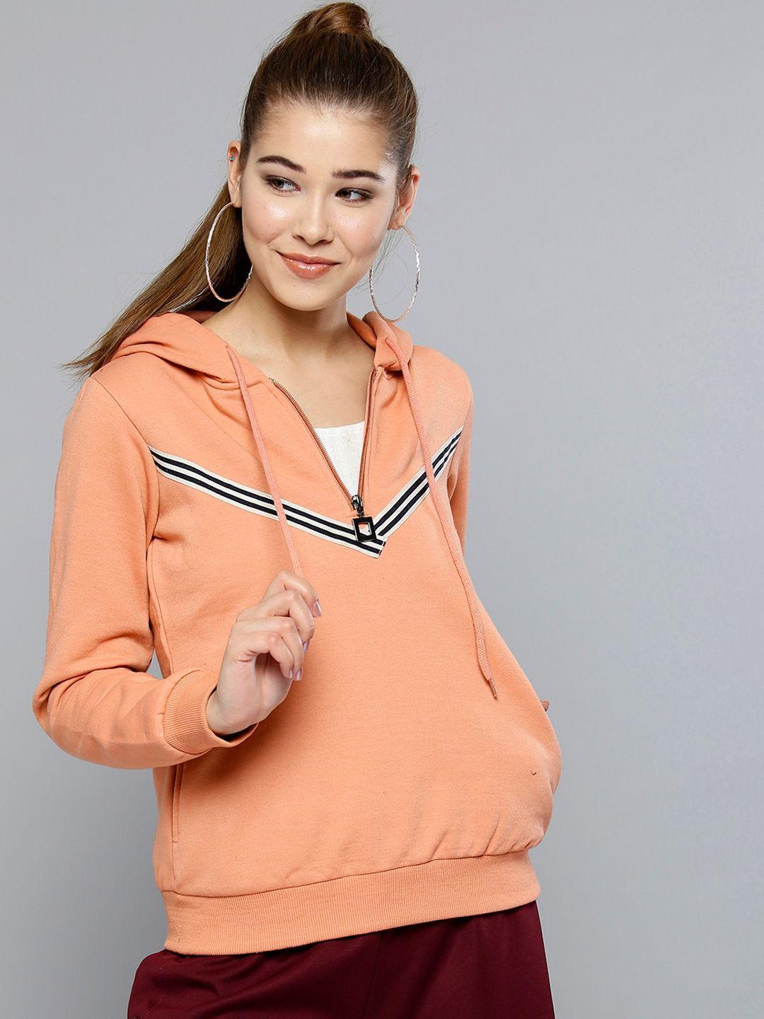 carlton london women peach-coloured solid sweatshirt