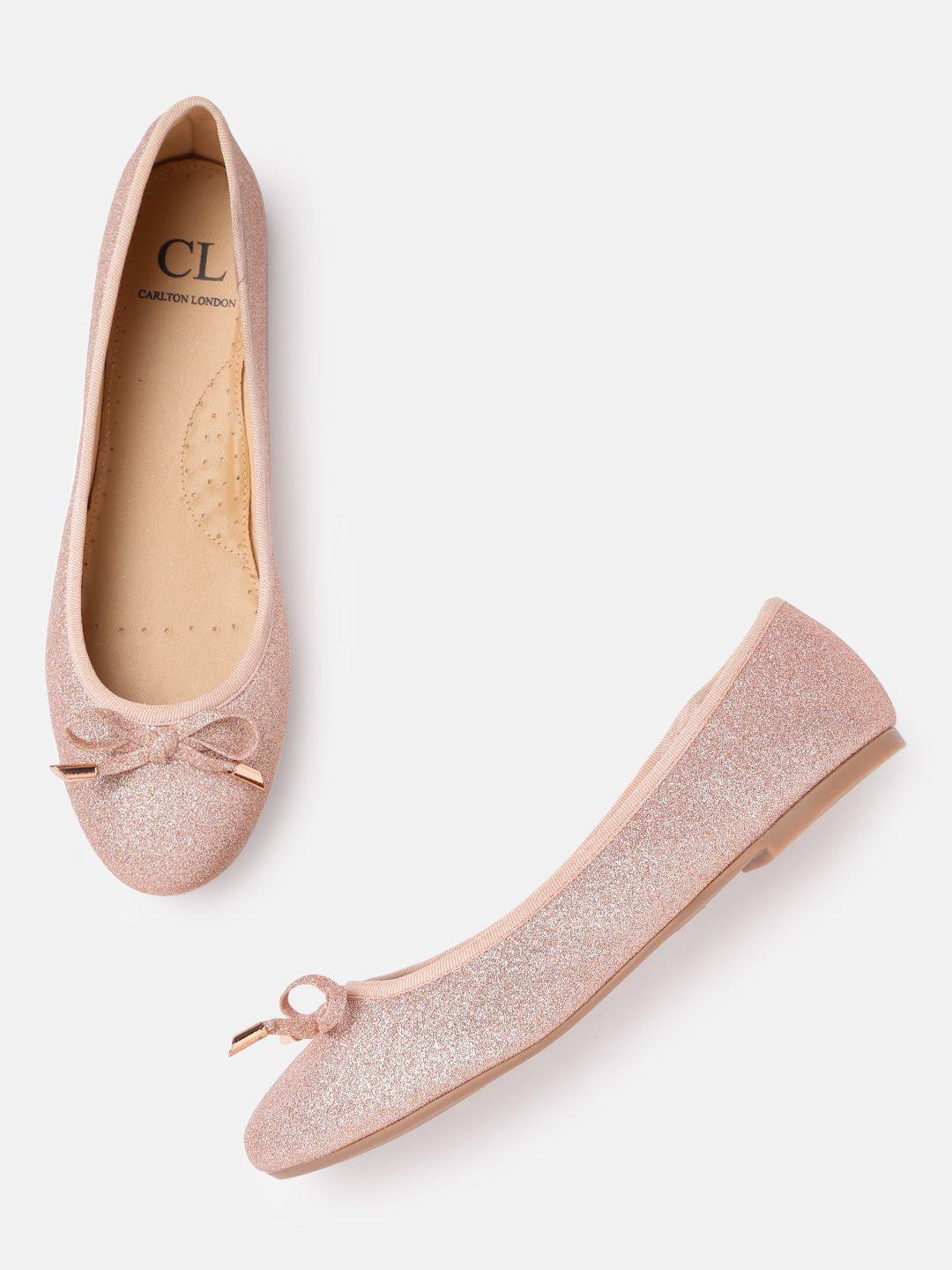 carlton london women pink glitter bow detail ballerinas