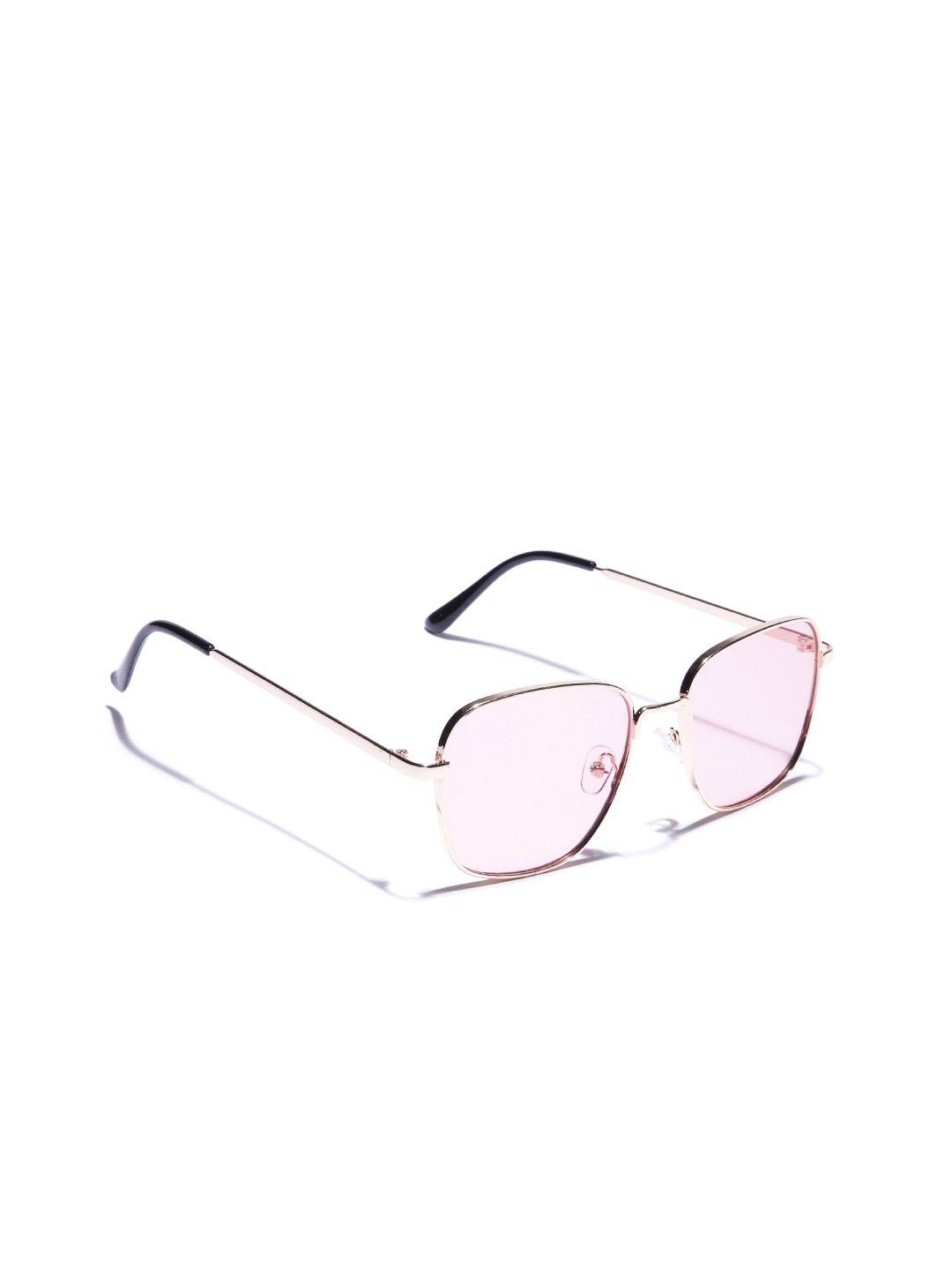 carlton london women pink lens & gold-toned rectangle sunglasses with uv protected lens