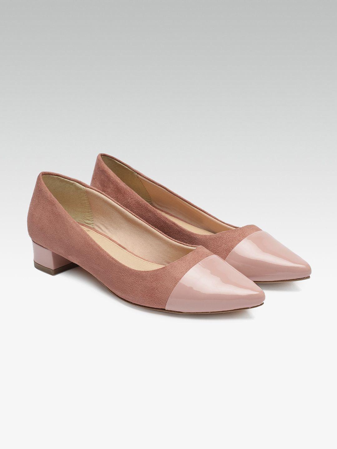 carlton london women pink solid suede ballerinas