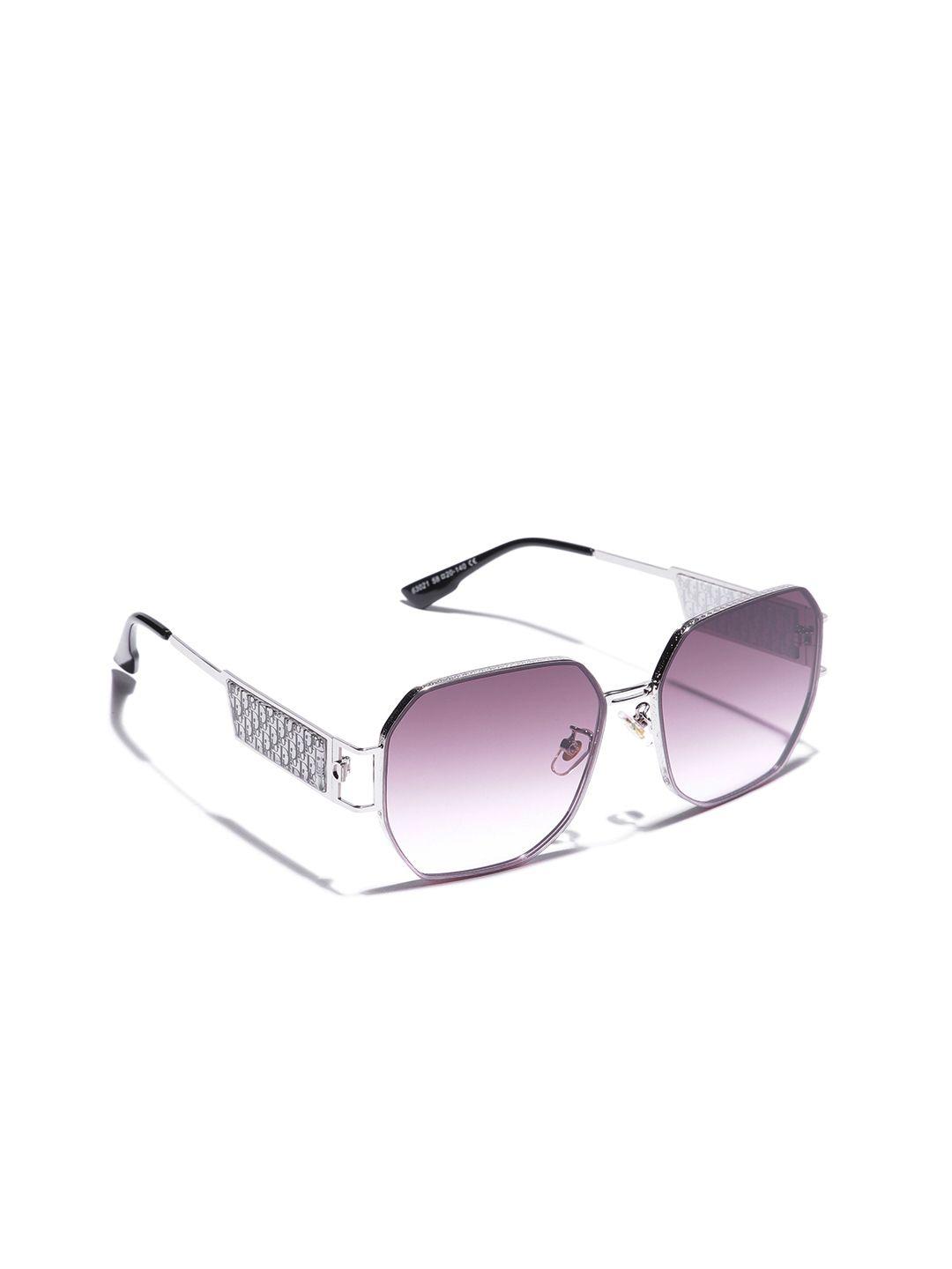 carlton london women purple lens & silver-toned rectangle sunglasses with uv protected lens