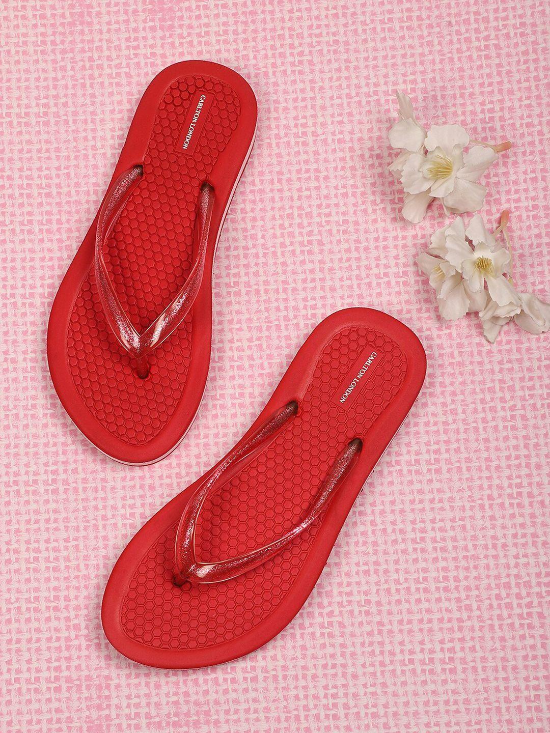 carlton london women red solid flip flops