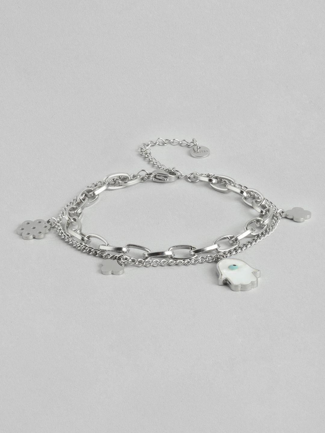 carlton london women silver-plated charm bracelet