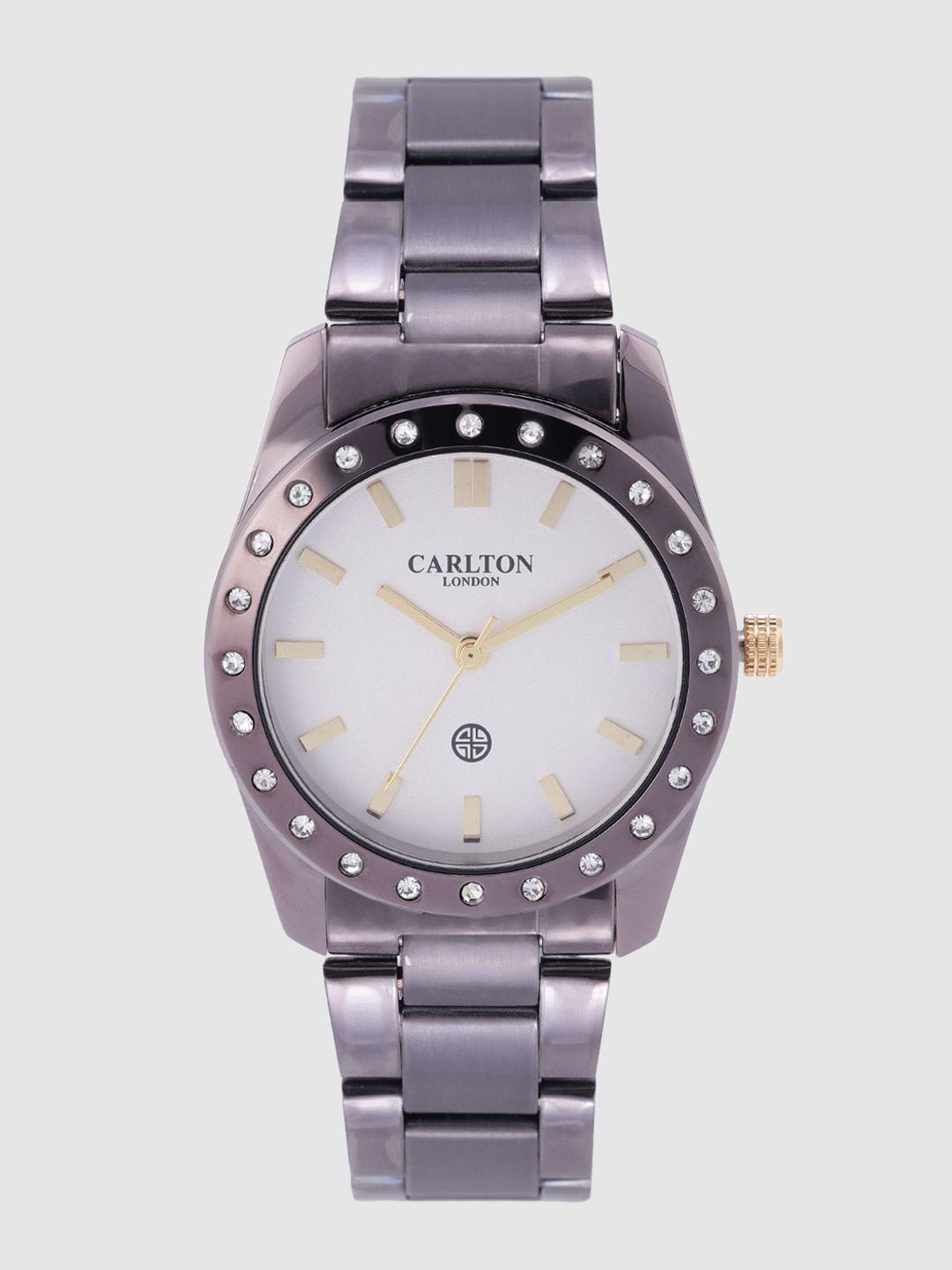 carlton london women silver-toned analogue watch cl002bsib