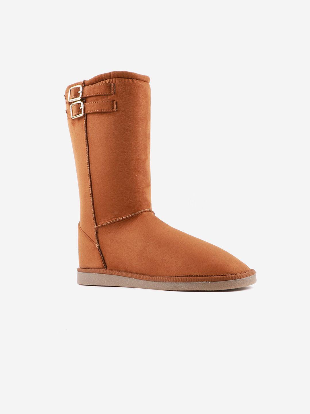 carlton london women tan brown leather flat boots