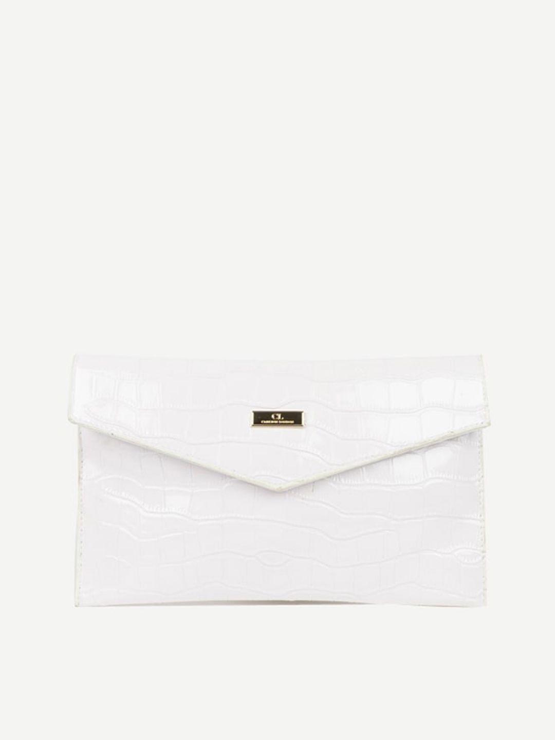 carlton london women white textured structured sling bag