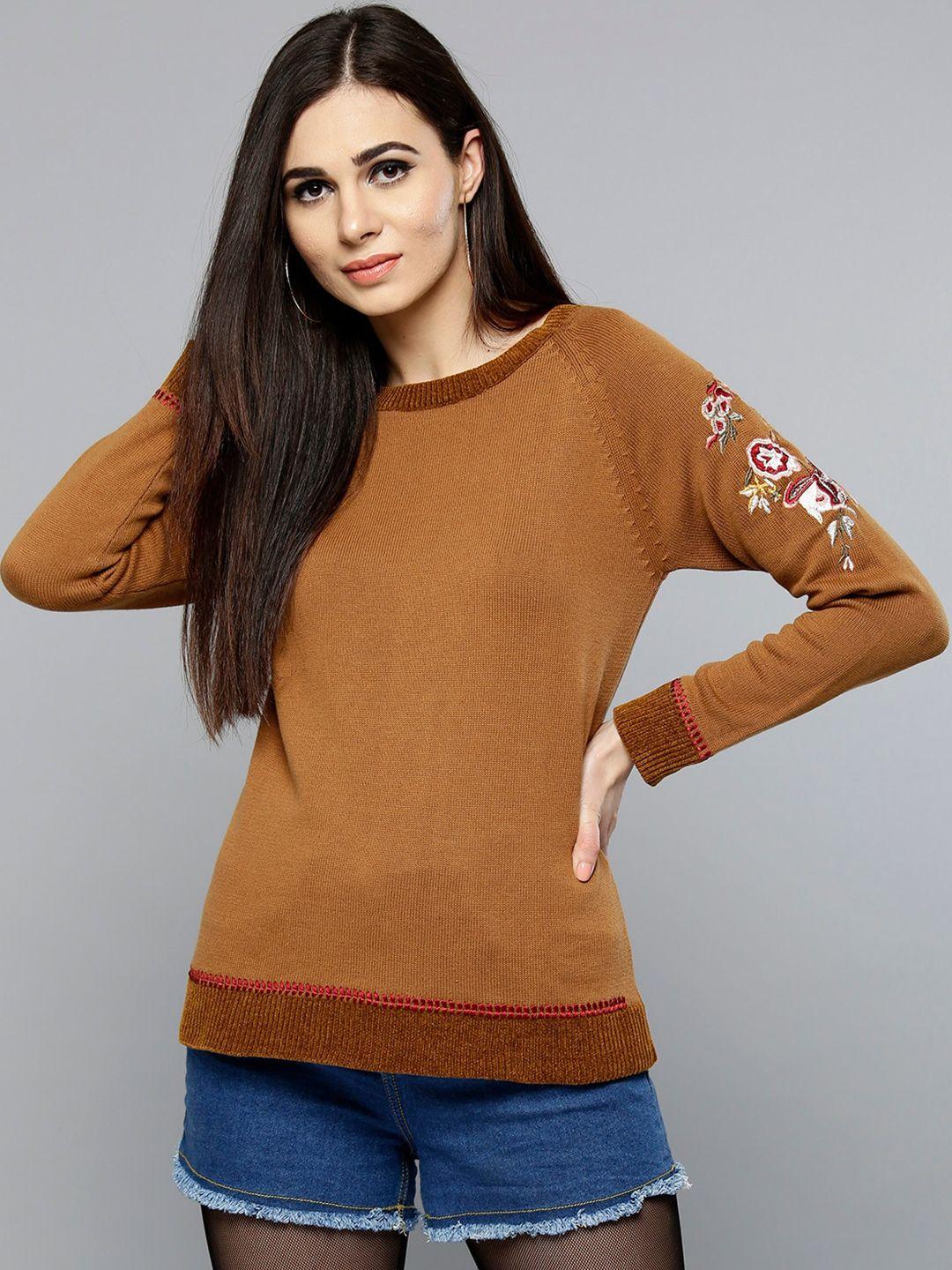 carlton london women woollen pullover with embroidered detail