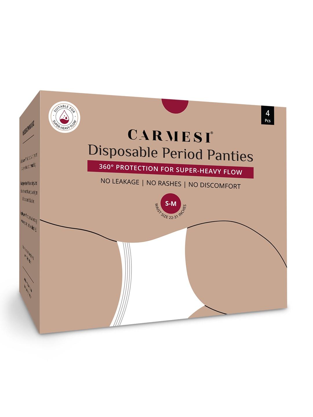 carmesi disposable period panties s-m with 360deg protection for super heavy flow  - 4 pcs