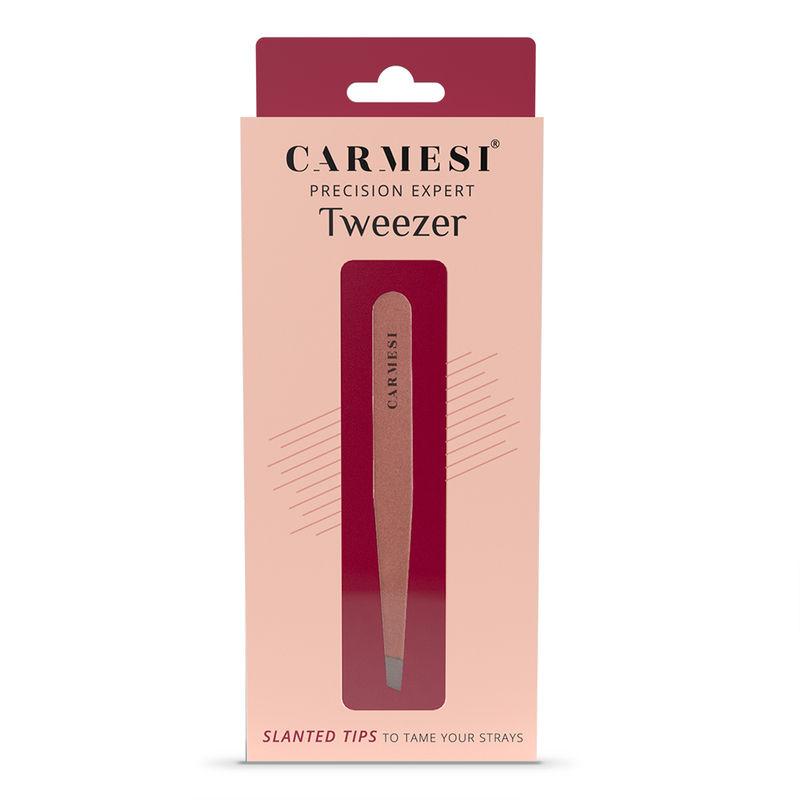 carmesi precision expert tweezer - eyebrows, upper lip, chin - rose gold colour - pack of 1