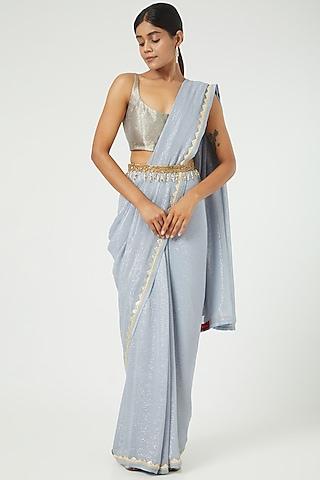 carolina blue silk georgette saree set