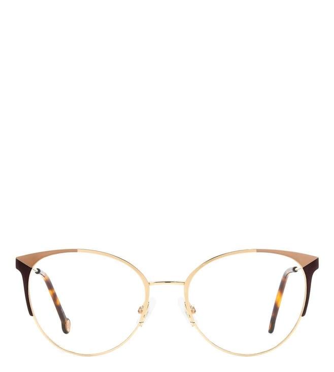 carolina herrera frmher011501q5418 gold brown cat eye eyewear frames for women