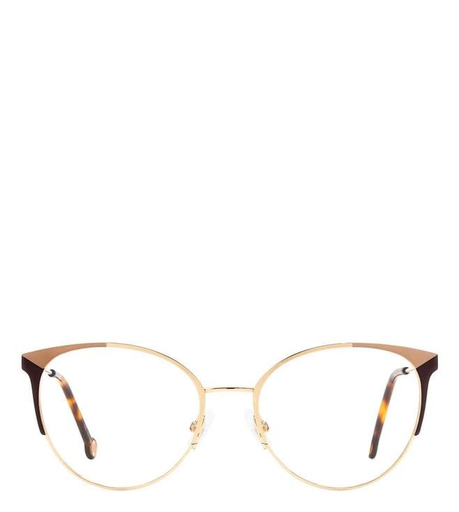 carolina herrera frmher011501q5418 gold brown cat eye eyewear frames for women