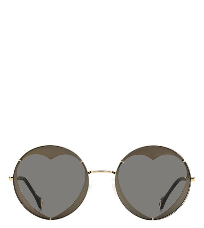 carolina herrera sgch0013srhl57ir gold round sunglasses for women