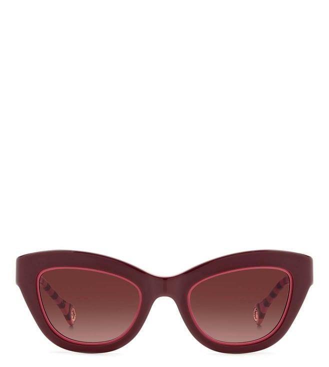 carolina herrera sgher0086s0t5513x uv protected pink cat eye sunglasses for women