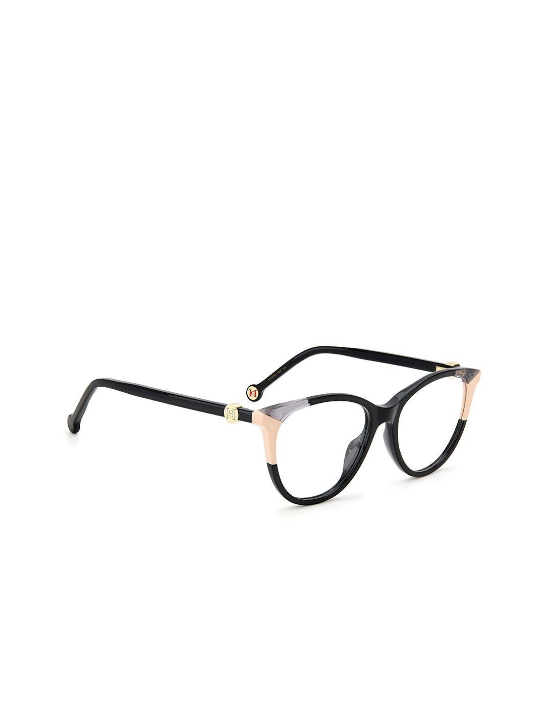 carolina herrera unisex black full rim round frames