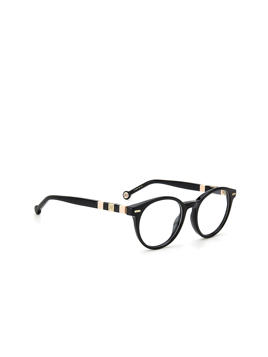 carolina herrera unisex black full rim round frames