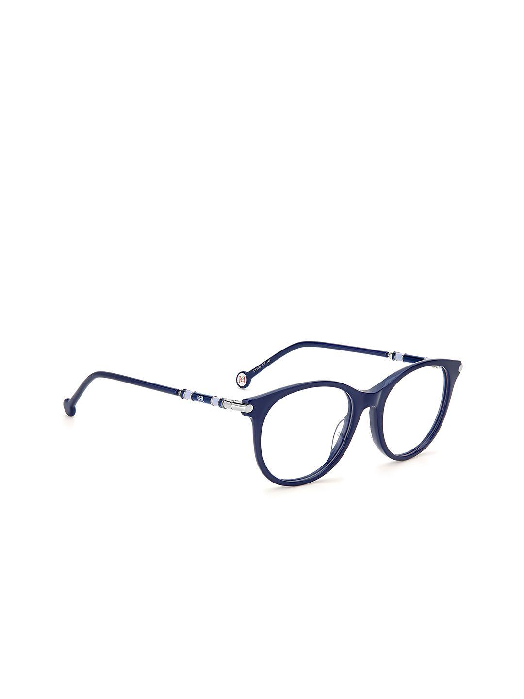 carolina herrera unisex blue full rim round frames