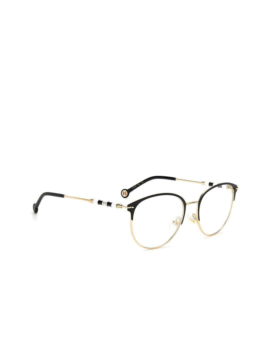 carolina herrera unisex gold-toned & black full rim round frames