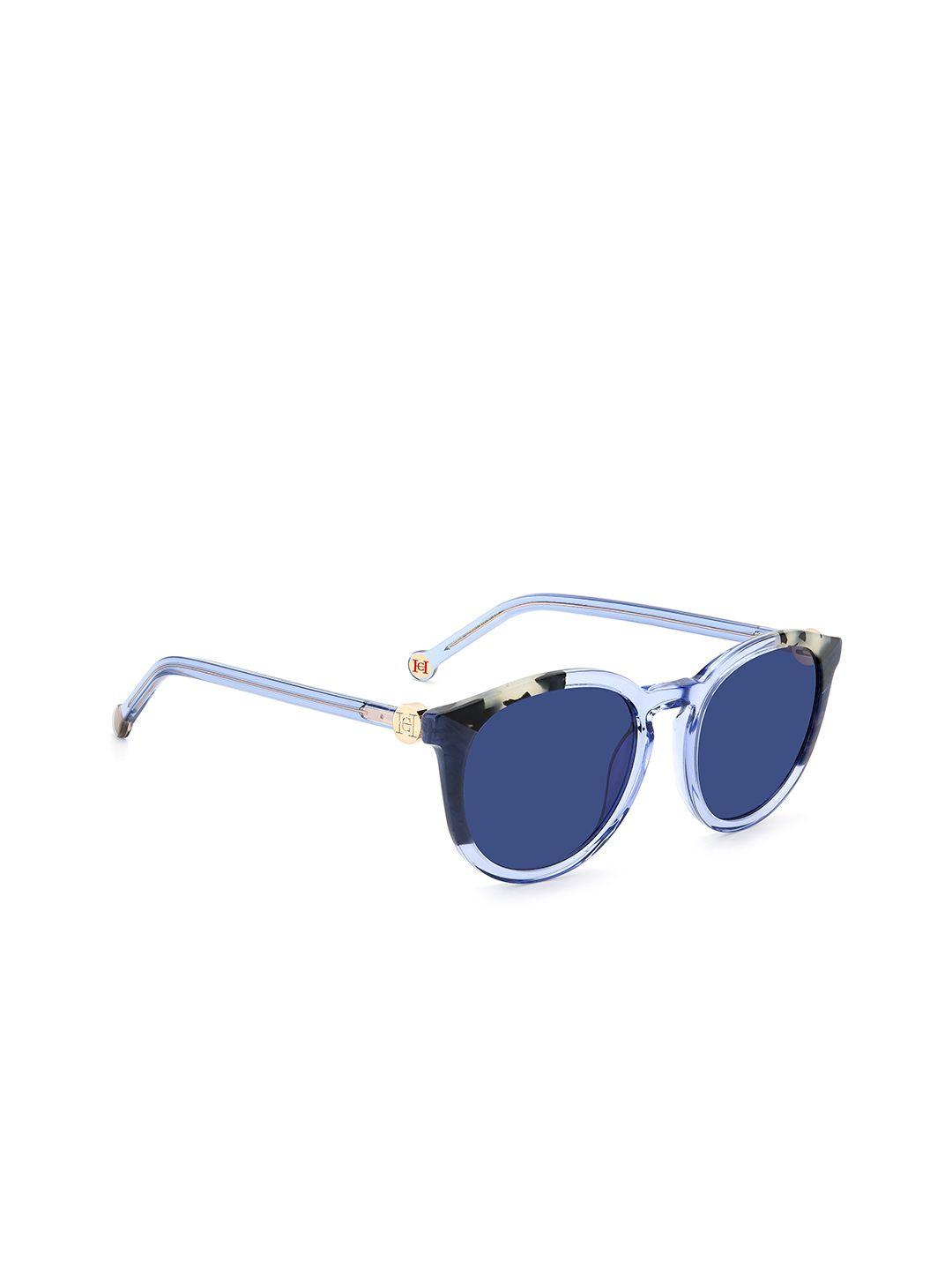 carolina herrera women blue lens & blue round sunglasses 205099ygf53ku