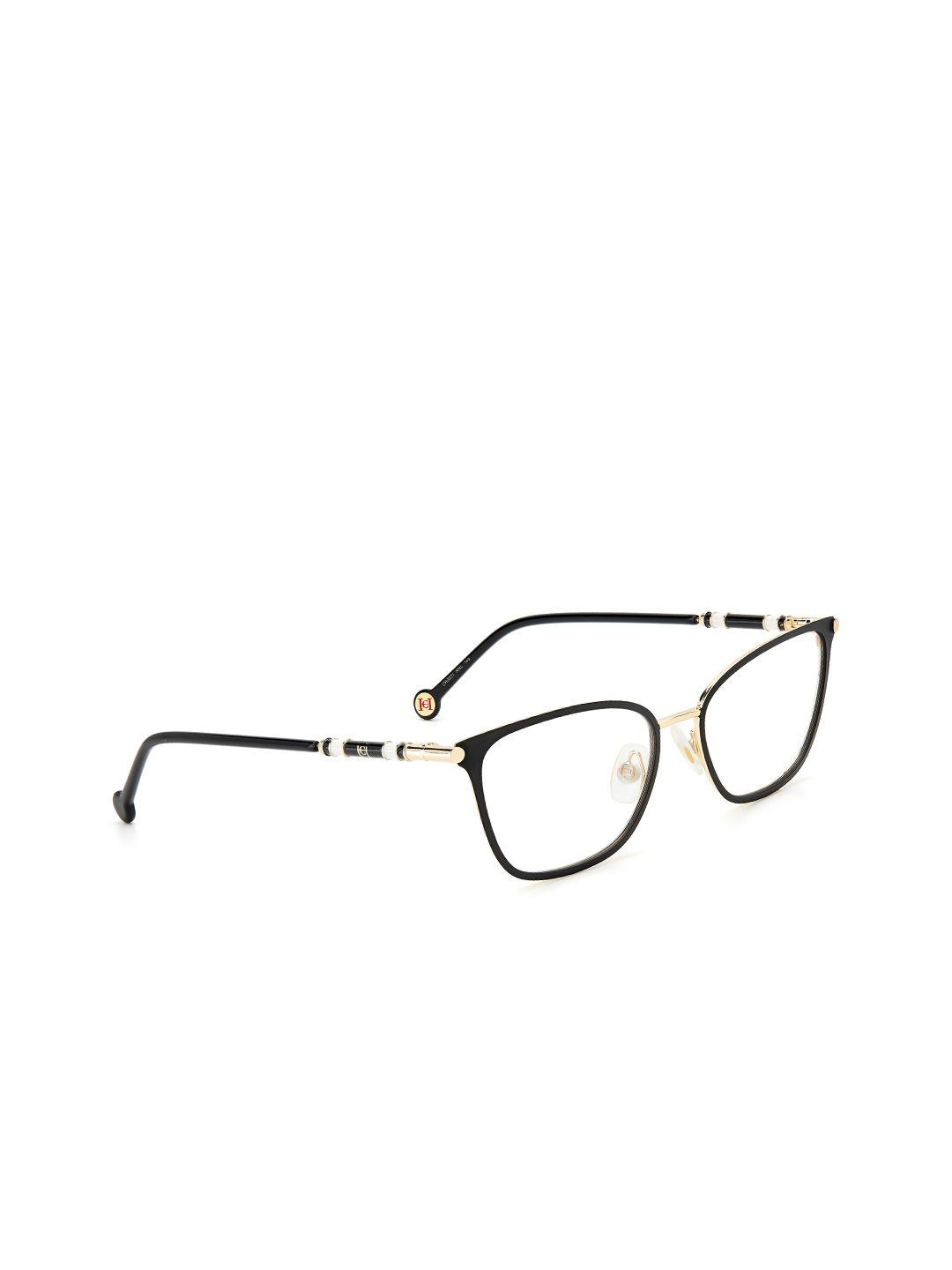 carolina herrera women gold-toned & black full rim rectangle frames