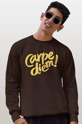 carpe diem round neck mens sweatshirt - brown